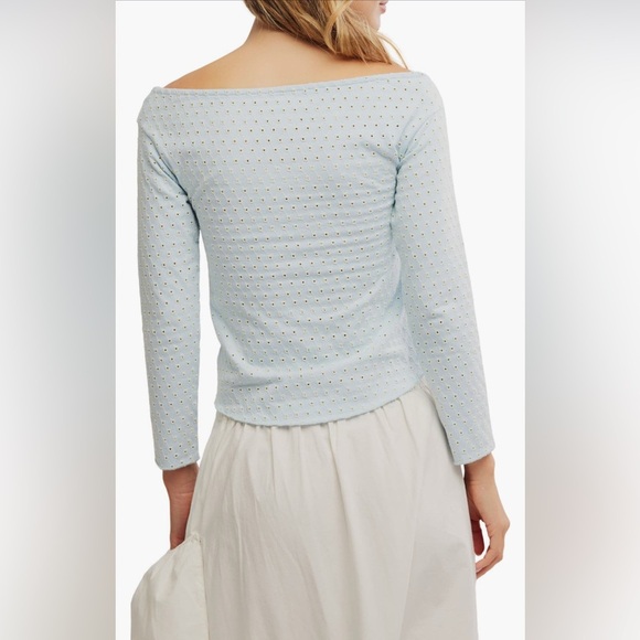 Gia Eyelet Top - icewater combo NWOT - Picture 2 of 3